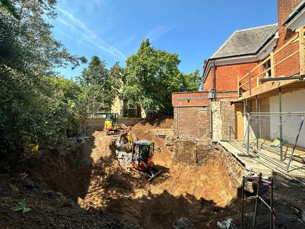 Bulk excavation for a new basement